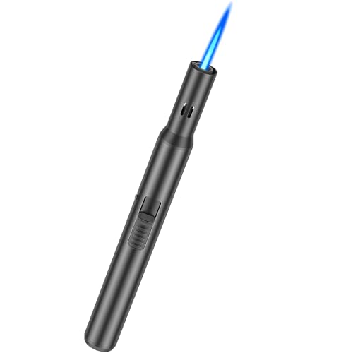 Juspota Abschließbar Feuerzeug Jetflame, 19cm Sturmfeuerzeug, Gas Nachfüllbar Winddicht Lange Stabfeuerzeug, Jet Feuerzeug, Schwarz (Verkauft ohne Butangas) von Juspota