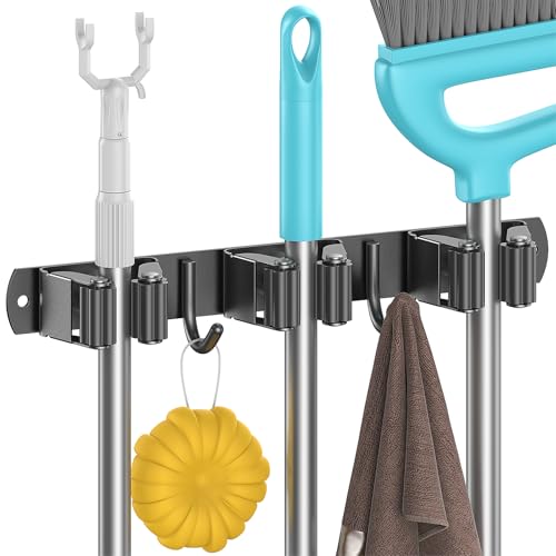 Juspota Besenhalterung Wand selbstklebend, Wandhalterung Besen mit 3 Halter und 2 Haken, Edelstahl Besenhalter Gerätehalter Schraubbar, Gartengerätehalter, Besen Mop Halter ohne Bohren, Schwarz Juspota Besenhalterung Wand selbstklebend, Wandhalterung Besen mit 3 Halter und 2 Haken, Edelstahl Besenhalter Gerätehalter Schraubbar, Gartengerätehalter, Besen Mop Halter ohne Bohren, Schwarz von Juspota