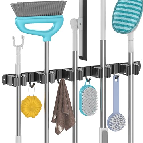 Juspota Besenhalterung Wand selbstklebend, Wandhalterung Besen mit 5 Halter und 4 Haken, Edelstahl Besenhalter Gerätehalter Schraubbar, Gartengerätehalter, Besen Mop Halter ohne Bohren, Schwarz Juspota Besenhalterung Wand selbstklebend, Wandhalterung Besen mit 5 Halter und 4 Haken, Edelstahl Besenhalter Gerätehalter Schraubbar, Gartengerätehalter, Besen Mop Halter ohne Bohren, Schwarz von Juspota
