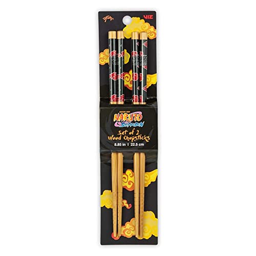 Just Funky Naruto: Shippuden Akatsuki Rote Regenwolke Bambus Essstäbchen-Sets | Offizielles Naruto Sammlerstück Essstäbchen | Enthält 2 passende Sets mit einer Länge von 22,5 cm von Just Funky