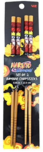 JUST FUNKY Naruto Shippuden Essstäbchen 2er-Set – Offizielle Chibi Naruto Essstäbchen zum Sammeln – Enthält 2 passende Sets Bambus-Essstäbchen – 22 cm lange Anime-Essstäbchen von Just Funky