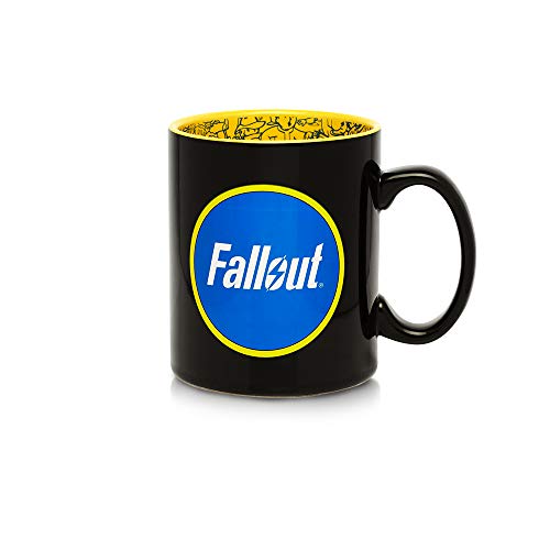 Offizielle Tasse Fallout 4 Vault Boy Face Kaffee Tee Tasse [schwarz + innen bedruckt, 473 ml] für Zuhause und Büro, Teetasse, GOTY Gamer Tasse, Pip Boy Funny Face Mug von Just Funky