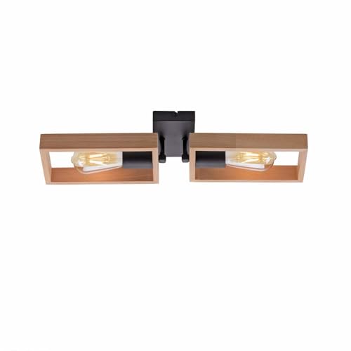 Just Light Deckenleuchte Holzleuchte Wohnzimmerlampe Holz natur schwarz 2 Flammig E27 von Just Light.
