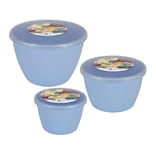 Just Pudding Basins 3 kleinere Größen in einem Set Dampfpuddingschüsseln, Waschbecken und Deckel, 1 x 1/4 Pint, 1 x 1/2 Pint 1 Pint (blau) von Just Pudding Basins