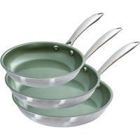 JUST VEGAN Pfannen-Set "CeraVegan", Edelstahl 18/8, (Set, 3 tlg.), Pflanzliche Keramikbeschichtung, Induktion von Just Vegan
