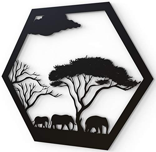 JustComfy Wanddeko aus Metall | 37x32cm | Wand Dekor aus schwarzem Metall | Metallbilder als Moderne Wanddekoration für Wohnzimmer & Flur | Motiv Elefanten JustComfy Wanddeko aus Metall | 37x32cm | Wand Dekor aus schwarzem Metall | Metallbilder als Moderne Wanddekoration für Wohnzimmer & Flur | Motiv Elefanten von JustComfy