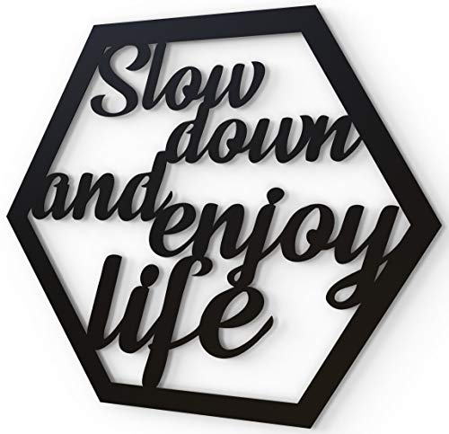 JustComfy Wanddeko aus Metall | 37x32cm | Wand Dekor aus schwarzem Metall | Metallbilder als Moderne Wanddekoration für Wohnzimmer & Flur | Motiv Slowdown von JustComfy