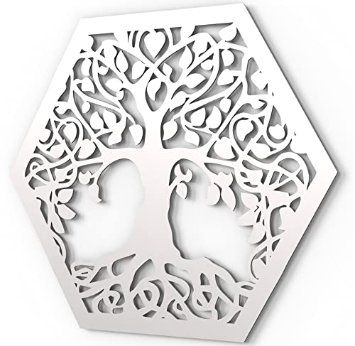 JustComfy Wanddeko aus Metall | 37x32cm | Wand Dekor aus weißem Metall | Metallbilder als moderne Wanddekoration für Wohnzimmer & Flur | Motiv Baum JustComfy Wanddeko aus Metall | 37x32cm | Wand Dekor aus weißem Metall | Metallbilder als moderne Wanddekoration für Wohnzimmer & Flur | Motiv Baum von JustComfy