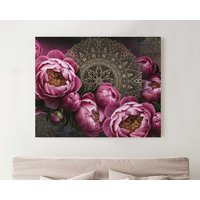 Pfingstrosen Wand-Set Von 5 Stück Multi Panel Bilder Mandala Moderne Kunst Home Decor Bereit, Wand Leinwand Set Floral Poster Jd0617 Hängen von JustCoolDesignArt