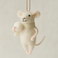 Filzmaus Mit Schneeball - Handgemachter Weihnachtsanhänger Winterdeko Aus Wolle Niedliche Dekofigur Schal-Weihnachtsmaus-Winterfigur von JustHandcraftsStudio