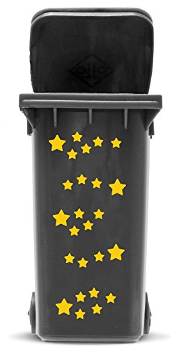 Aufkleber Set Sterne, Wetterfester Außenbereich Sticker für Mülltonne, Mülleimer, Auto, Laptop, Stern in 2 Größen, Farbe:gold von JustHouseSigns
