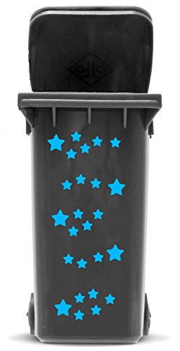 Aufkleber Set Sterne, Wetterfester Außenbereich Sticker für Mülltonne, Mülleimer, Auto, Laptop, Stern in 2 Größen, Farbe:hellblau von JustHouseSigns
