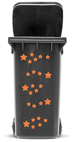 Aufkleber Set Sterne, Wetterfester Außenbereich Sticker für Mülltonne, Mülleimer, Auto, Laptop, Stern in 2 Größen, Farbe:orange von JustHouseSigns