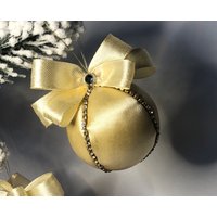 Weihnachtsschmuck 2Er Set. Luxus Weihnachten Strass Ornamente Baumschmuck Kleine Xmas Ornament Weihnachtsgeschenk Set Christbaumkugel Elfenbein Gold von JustKnititUA