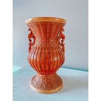 Vintage Wicker Blumen Dekorative Vase von JustLetMeThrift