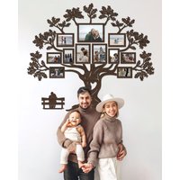 Familienbildcollage, Große Familienfotocollage, Holzbaum Der Familiengeschichte, Familiengeschenk, Baum Lebenswandkunst von JustLikeWood