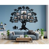 Familienbilder Baum, Familienfotos Collage, Hölzerner Stammbaum, Hochzeitsgeschenk, Familiengeschenk, Baum Des Lebens Wandkunst von JustLikeWood
