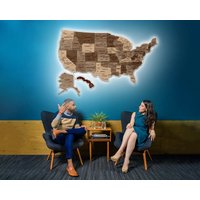 Led 3D Usa Karte, Fernbedienung Rgb Led Karte Der Usa, Holz Pinnwand Us Familienreisekarte von JustLikeWood