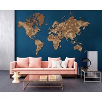 Große Wandkarte Der Welt, Weltkarte Aus Holz Zum Markieren Von Reisen, Pinnwandkarte Schlafzimmer-Wanddekoration von JustLikeWood
