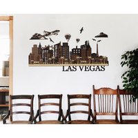 Las Vegas Wall Art Decor, City Wandschild, Handgefertigte Holz Wanddekoration Für Schlafzimmer, Minimalist Wandkunst, Büro Dekor von JustLikeWood