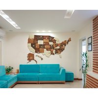 Pushpin Usa Karte Und Pins, 3D Holzkarte Aus Holz, Der Vereinigten Staaten Mit Lokalen Touristenattraktionen, Leere Wandkarte Für Klassenzimmer von JustLikeWood