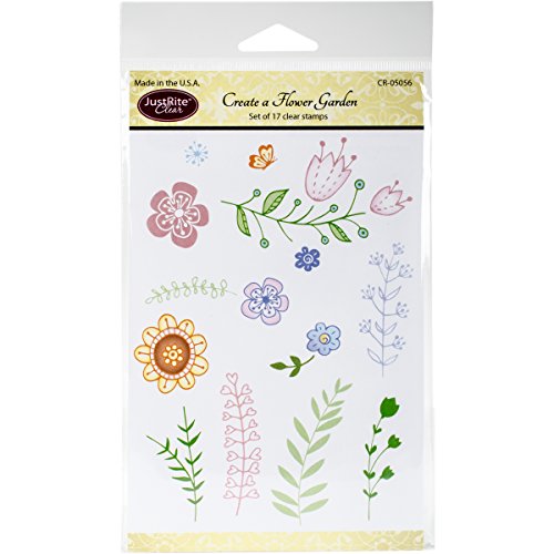 Justrite im Papierbasteln Clear Stamps 4-Zoll x 6 Create A Flower Garden, Acryl, Mehrfarbig von JustRite Papercraft