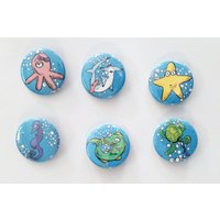 Süße Sechs Seacreature Magnet-Zurück-Button-Set von JustSeanArt