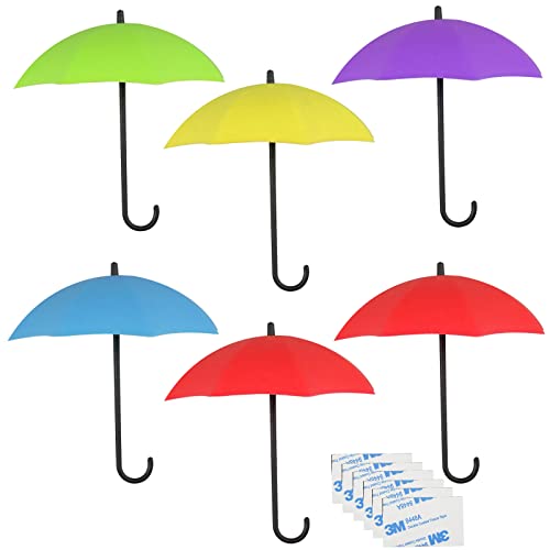 JustYit 6 Stück Regenschirm Haken Selbstklebend Schlüsselhaken Regenschirm Wand Haken Schlüsselhaken Regenschirm DIY Deko Haken für Schlüssel Schlüsselhalter Wandhaken Aufhänger von JustYit