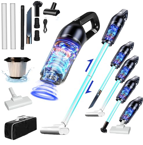 Handstaubsauger, 11 in 1 Stark 15000Pa Handstaubsauger Akku Beutellos Nass Trocken Testsieger, Autostaubsauger 120W Kabellos Handsauger Mini Staubsauger USB Aufladbar für Auto, Haus, Tierhaare,Schwarz von Justdfine