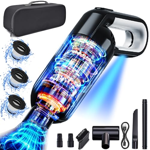 Handstaubsauger mit Hoher Leistung,16000 Pa 2-Gang mit LED Beleuchtung Handstaubsauger Akku Testsieger Beutellos, Akku Handstaubsauger Nass/Trocken, Tragbarer Staubsauger Kabellos für Auto/Haus von Justdfine