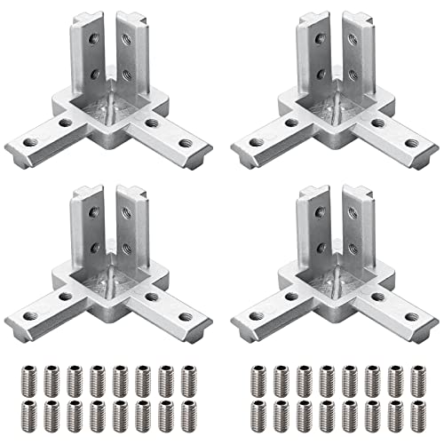 Justech 4 Stück Eckverbinder 3-Weg Nut 8 4040 Endeckwinkelverbinder mit Schrauben Profil Winkel Verbinder Eckhalterung für Eckverbinder Profilverbinder 40mm Extrusionsprofil von Justech