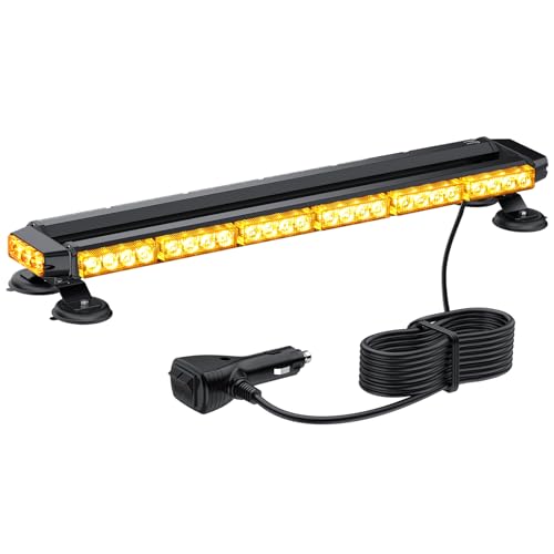 Justech 54LEDs Rundumleuchte 27 Modi Blitzleuchte Schraube Starker Magnet Amber Gelb Decke Licht Warnleuchte 12/24V Notfallblinklampe 30W Blinklicht 5m Netzkabel Doppelschalter Metallhalterung mit E57 von Justech