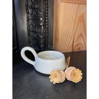 Keramik Teelichthalter - Steinzeug- Kerzenhalter Milch Weiße Tasse von JustgiftsGB
