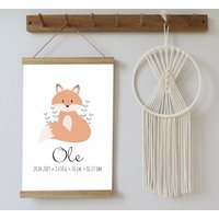 Geburtsbild Fuchs | Druck + Pdf-Datei - Geschenk Zur Geburt Geburtsanzeige Personalisiert 2 Varianten Druck in Din A4 A3 Geburtsbild Fuchs | Druck + Pdf-Datei - Geschenk Zur Geburt Geburtsanzeige Personalisiert 2 Varianten Druck in Din A4 A3 von Justilia