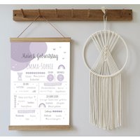 Meilensteintafel Kreise Lila | Druck + Pdf-Datei Als Geschenk Zum 1. Geburtstag Mit Regenbogen in Verschiedenen Varianten Und Größen von Justilia