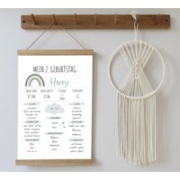 Meilensteintafel Regenbogen Blau/Gelb | Druck + Pdf-Datei Als Geschenk Zum 2. Geburtstag in Verschiedenen Varianten Und Größen von Justilia