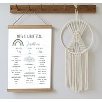 Meilensteintafel Regenbogen Blau/Gelb | Druck + Pdf-Datei Zum 1. Geburtstag in Verschiedenen Varianten Und Größen von Justilia