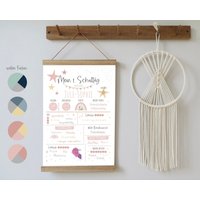 Mein 1. Schultag - Sterne | Druck + Pdf-Datei in Verschiedenen Farben Und Größen Meilensteintafel Zur Einschulung von Justilia