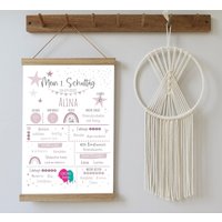 Mein 1. Schultag - Sterne | Druck + Pdf-Datei in Verschiedenen Farben Und Größen Meilensteintafel Zur Einschulung von Justilia