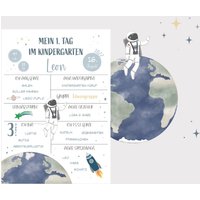 Mein 1. Tag Im Kindergarten - Astronaut/Meilensteintafel Zum Kindergartenbeginn Mit Astronaut Und Rakete in Din A4 Oder A3 von Justilia