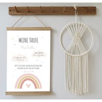 Taufbild Regenbogen Rosa/Gelb | Druck + Pdf-Datei - Geschenk Wanddekoration Personalisiert Druck in Div. Varianten Und Größen von Justilia