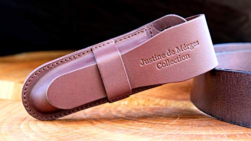 Justine de Merges Collection: Exklusive Lederscheide rostrotbraun, ROHAM, senkrecht tragbar, Lederetui von Justine de Merges Collection