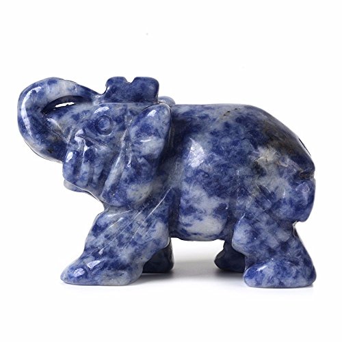 Geschnitzte natürliche blaue Punkte Jaspis Edelstein Elefant heilende Wächterfigur Handwerk 5,1 cm von Justinstones
