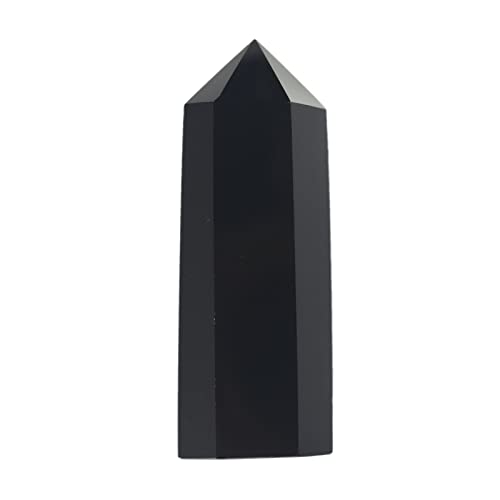 Justinstones Großer schwarzer Obsidian-Kristall-Turm-Heilkristallstab für spirituellen Gebrauch, sechseckiger Punkt, Reiki-Chakra-Edelstein, Heimbüro-Dekoration von Justinstones