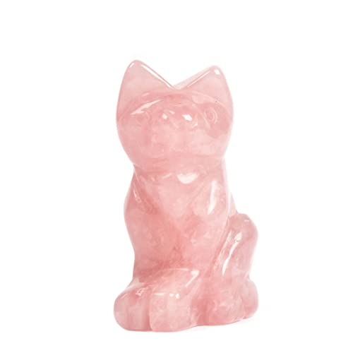 Rosenquarz Katze Wächter Statue Home Decor Reiki Chakra Heilkristall Schreibtisch Edelstein Dekoration Stein Handwerk Edelstein Sammlerstück Geschenk 5,1 cm von Justinstones