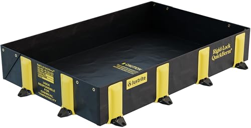 Justrite 2851 Rigid-Lock QuickBerm® Langlebiger Auslaufbehälter für Fässer, IBC-Behälter und Tanks. 142.2cm x 203.2cm Schwarz von Justrite