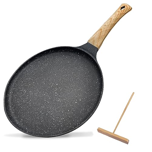 Antihaftbeschichtete Bratpfanne, 27.9 cm antihaftbeschichtete Krepppfanne Dosa-Pfanne, Druckguss-Aluminium-Pfannkuchen-Grillpfanne, Omelettte, Eierpfanne (27.9 cm) von Justup