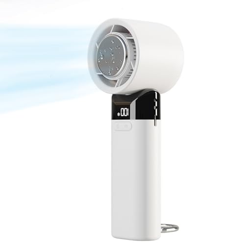 Justup Handventilator, Tragbarer Mini Ventilator mit LED-Display, 90°Verstellbarer Wiederaufladbarer Ventilator, Faltbarer USB-Ventilator für Reisen, Büro, Draußen (Weiß) von Justup
