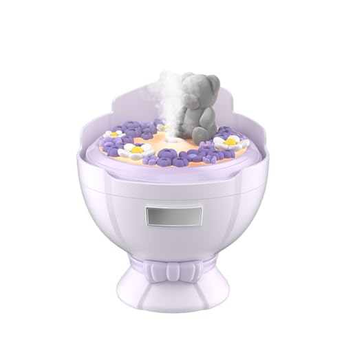 Justup Luftbefeuchter mit Nachtlicht, 280ml Bouquet Luftbefeuchter, USB Wiederaufladbar, Automatische Abschaltung und Leise für Büro,Schlafzimmer,Auto,Desktop (Lila) von Justup