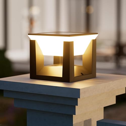 Justup Sockelleuchte Außen Solar, LED Wegeleuchten außen Garten Zaunpfosten Lampe Wasserdicht Gartenlampen, Wegeleuchten außen Solar Außenleuchte Pollerleuchte (Wärmes Licht) von Justup